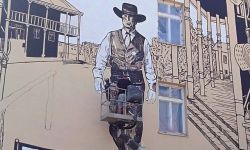 Gary Cooper jako szeryf Will Kane na muralu w Rzeszowie