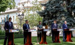 Liderzy Niemiec, Francji, Włoch i Rumunii w Kijowie poparli nadanie Ukrainie statusu kandydata do UE