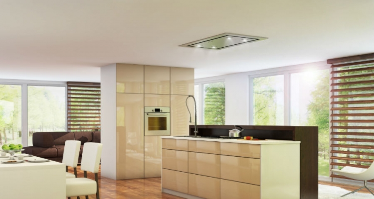 Okap w suficie - jedno z ciekawych rozwiązań w kuchni, w której postawiono na zabudowę. Fot. Ciarko